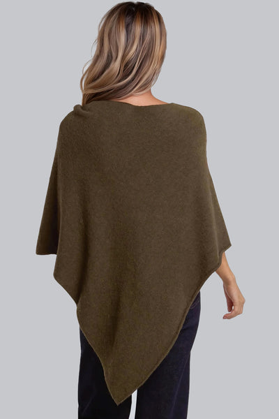 Khaki Asymmetric Hem Poncho