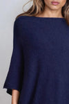 Navy Asymmetric Hem Poncho