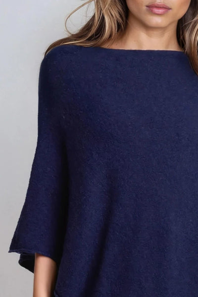 Navy Asymmetric Hem Poncho