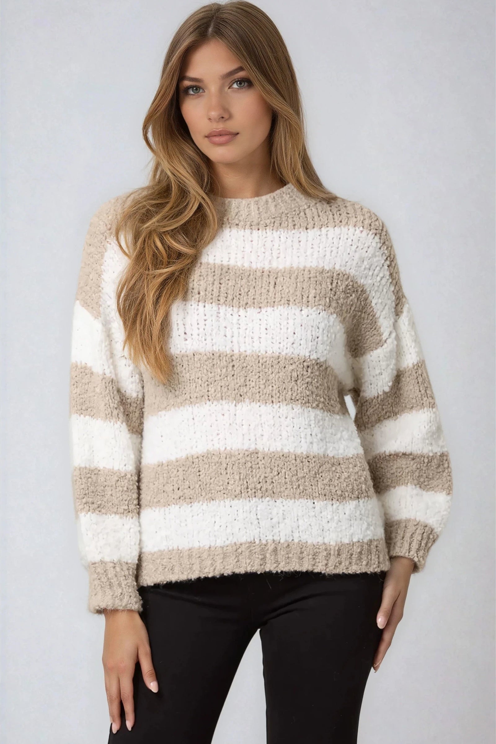 Beige Boucle Wool Blend Jumper