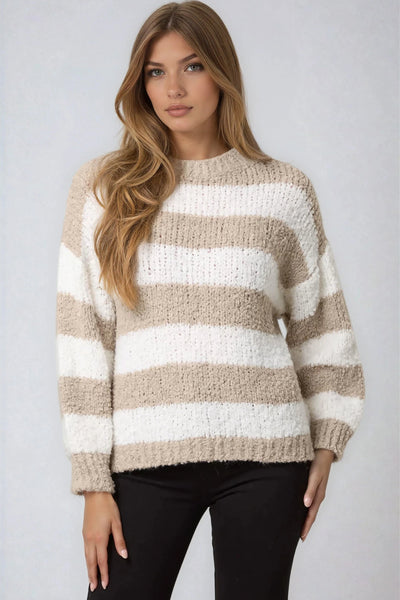 Beige Boucle Wool Blend Jumper