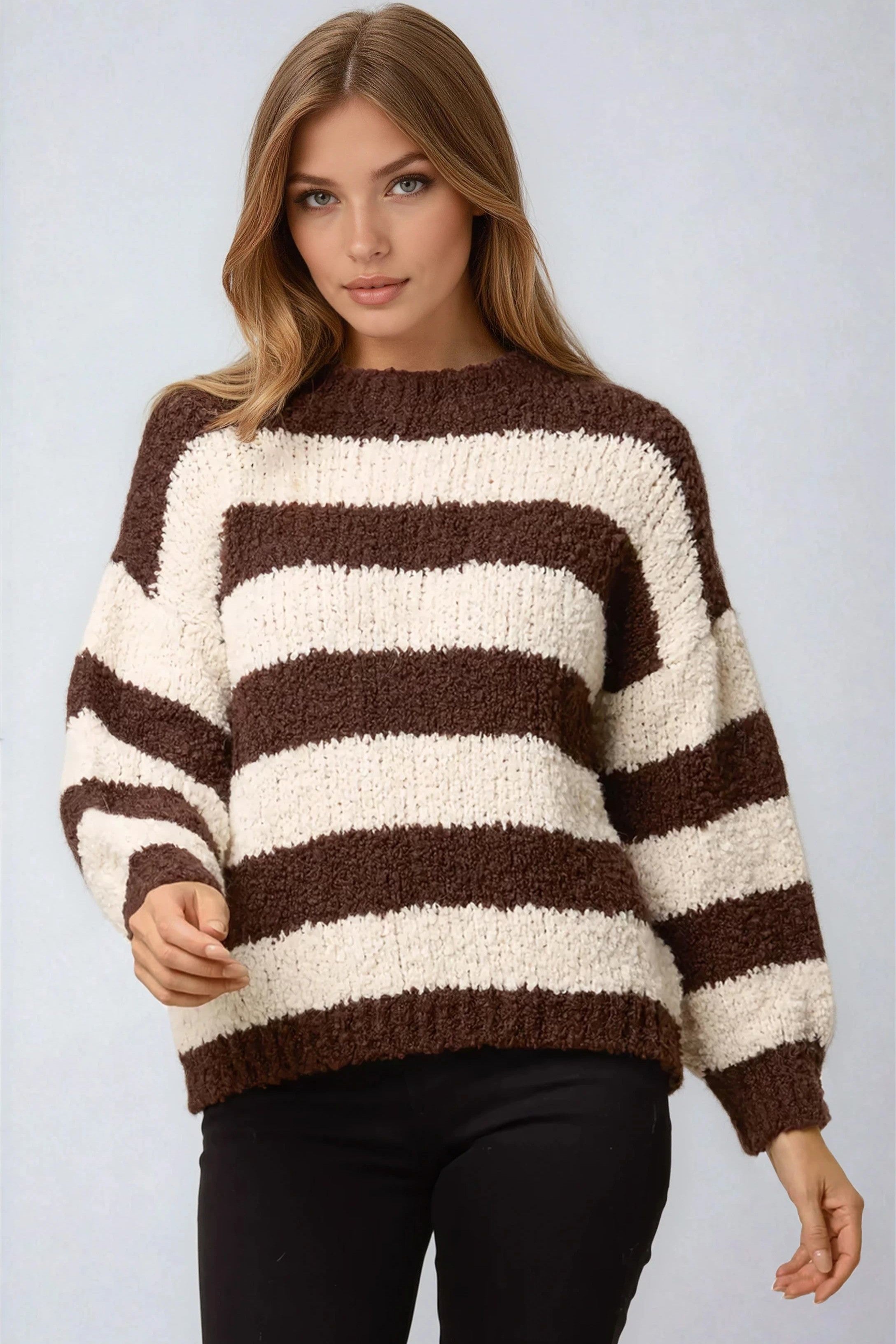 Brown Boucle Wool Blend Jumper