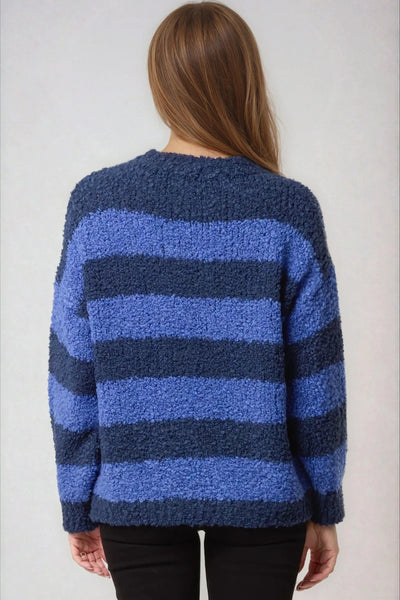 Navy Boucle Wool Blend Jumper