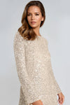 Champagne Bow Back Sequin Mini Dress