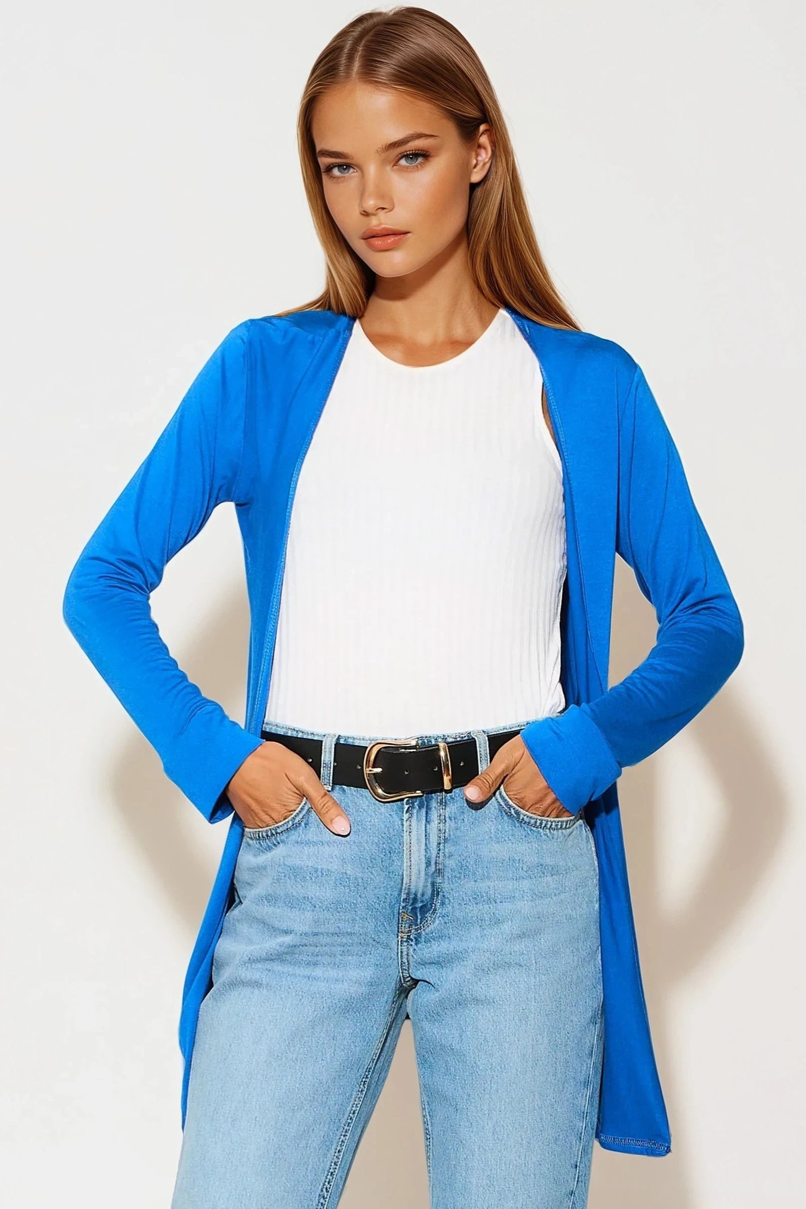 Royal Blue Boyfriend Cardigan with Pockets