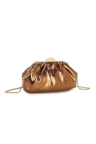 Bronze Ruched Clutch Bag