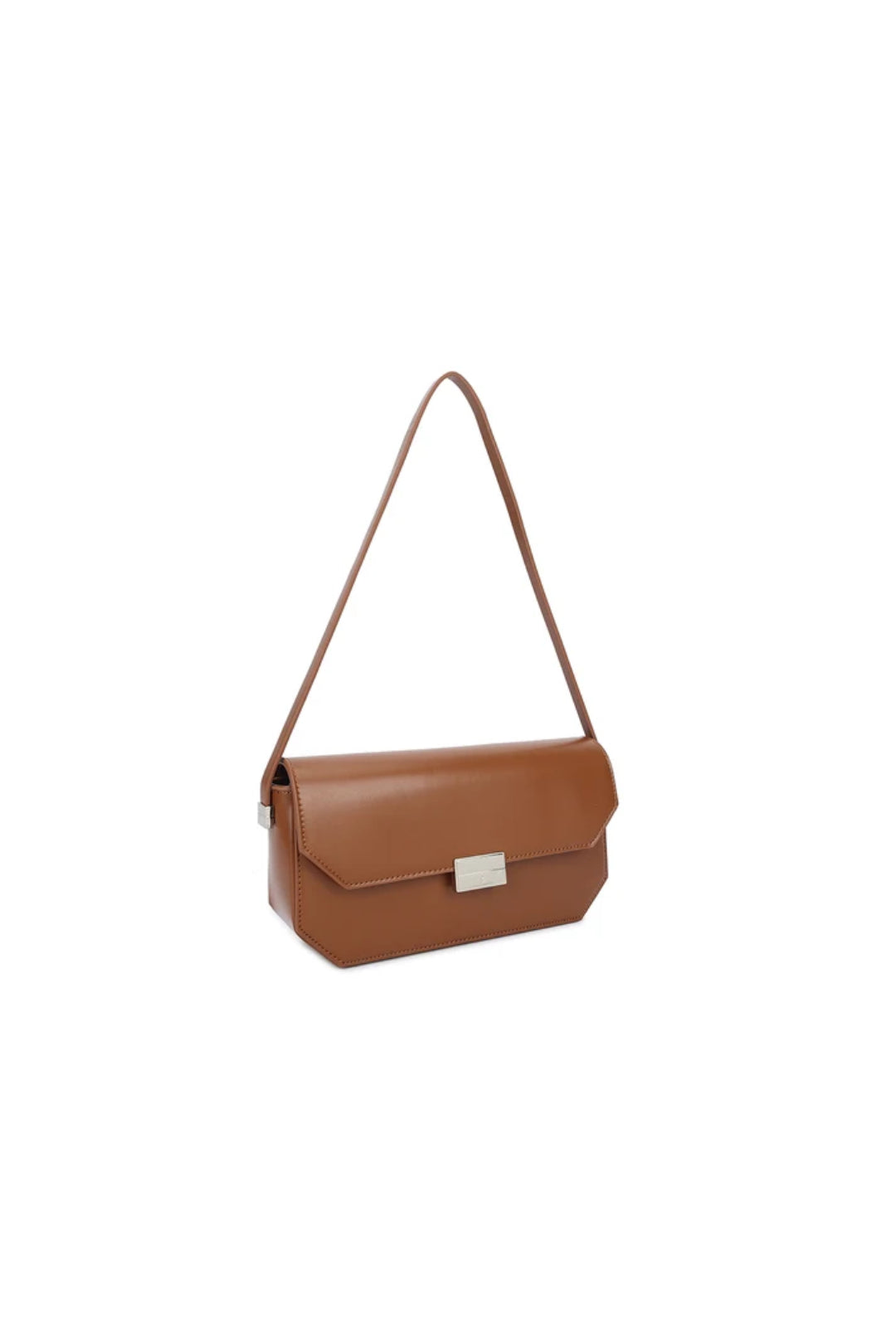 Brown Faux Leather Shoulder Bag