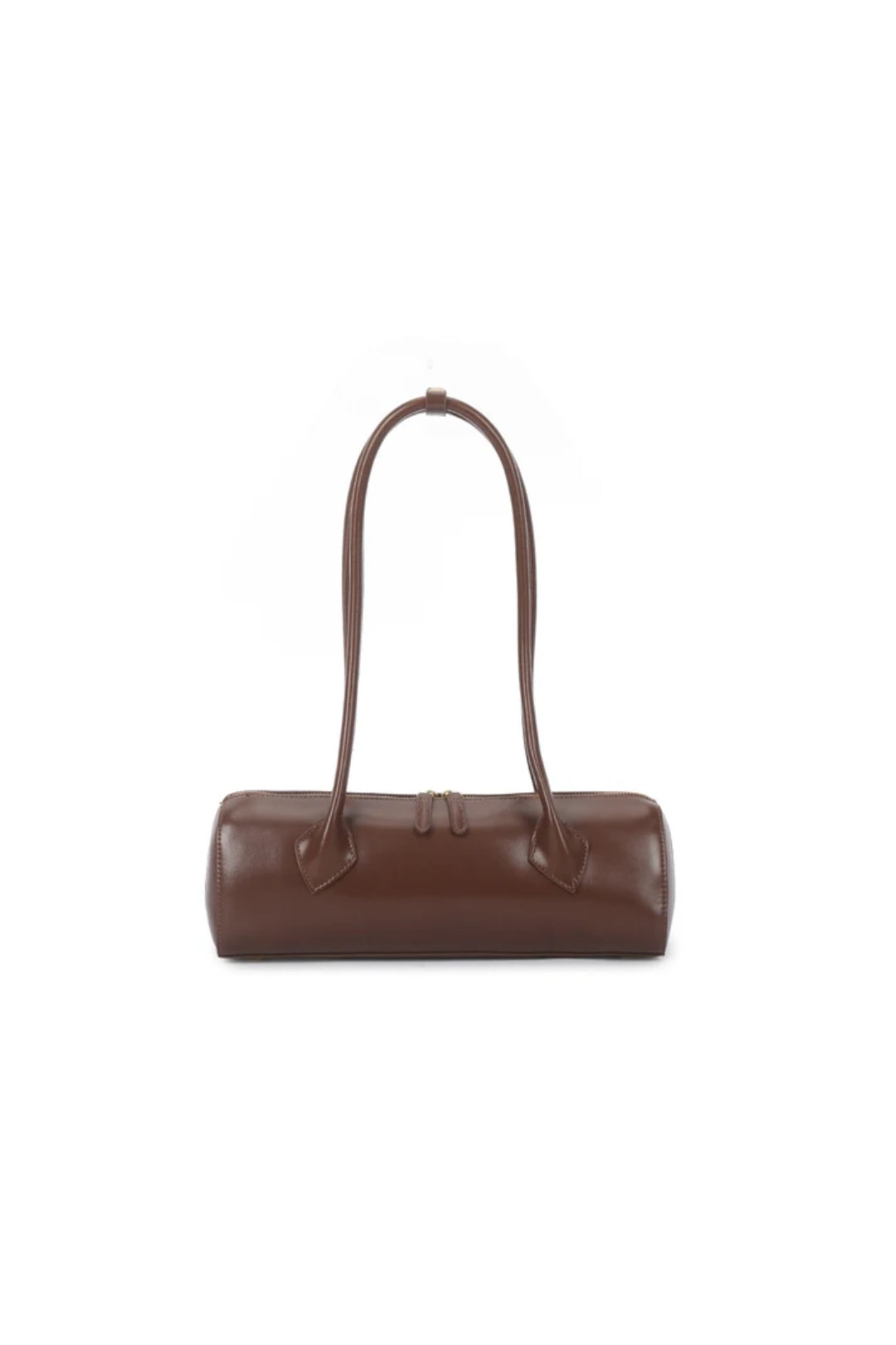 Brown Faux Leather Top Handle Shoulder Bag