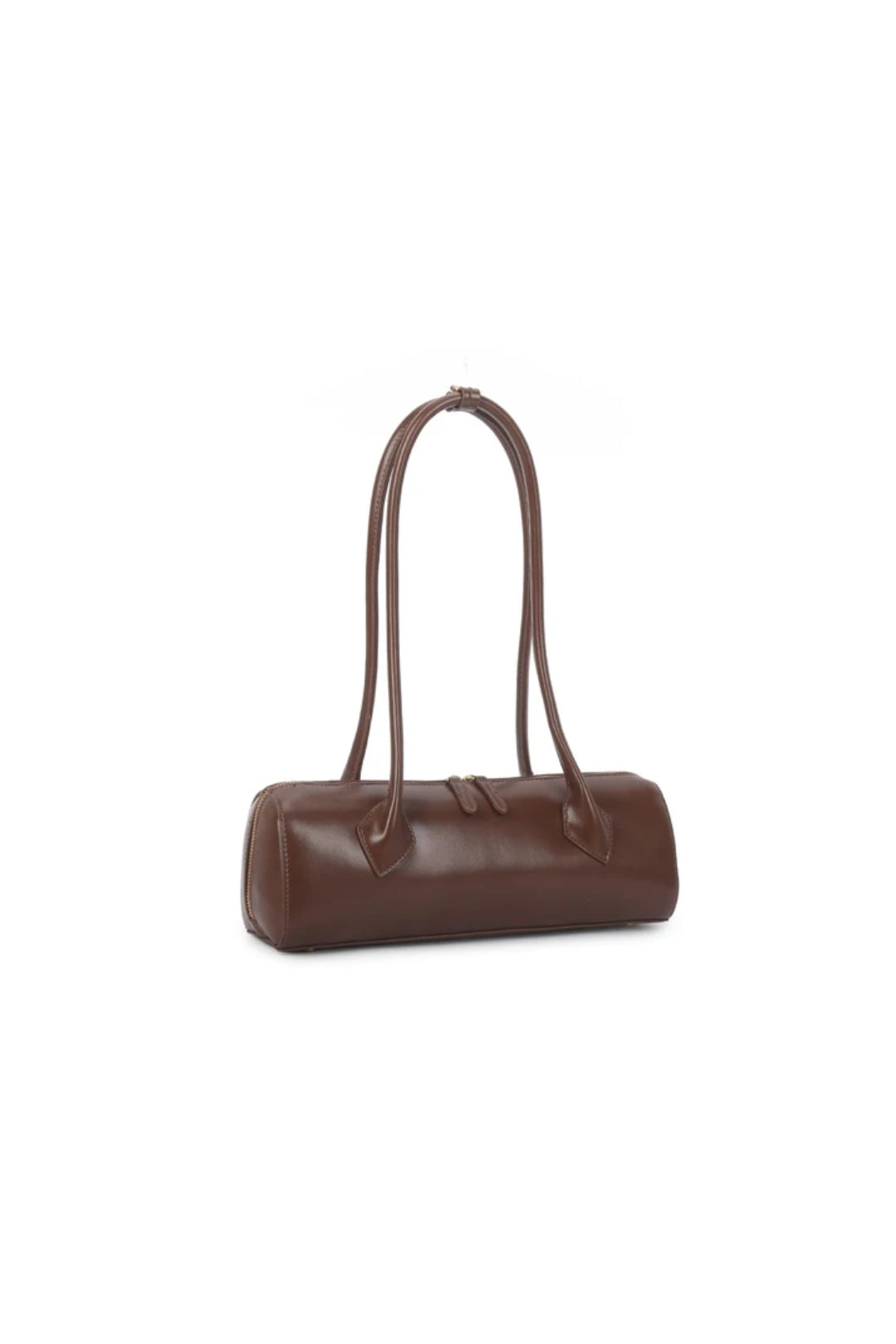 Brown Faux Leather Top Handle Shoulder Bag