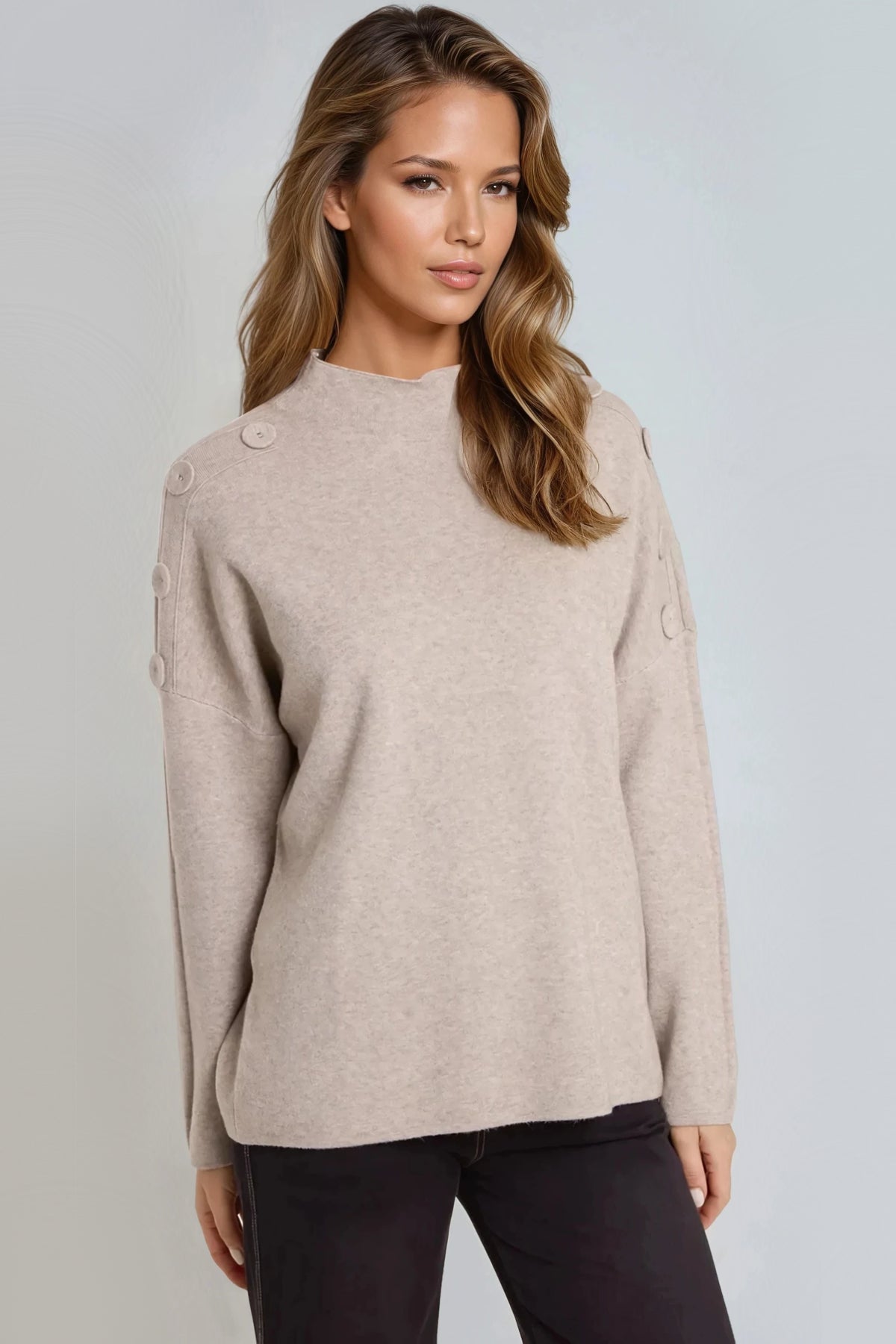 Mocha High Neck Jumper