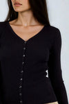 Black Ribbed Knit Cardigan