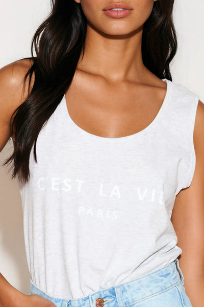 Silver Grey C'est La Vie Cotton Vest Top