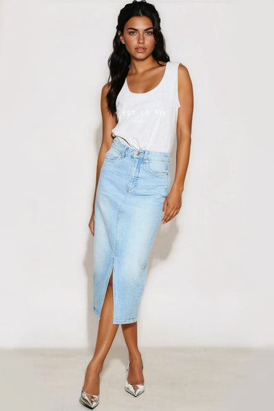 Silver Grey C'est La Vie Cotton Vest Top