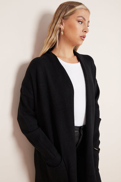 Black Soft Knit Cardigan with Star Detail