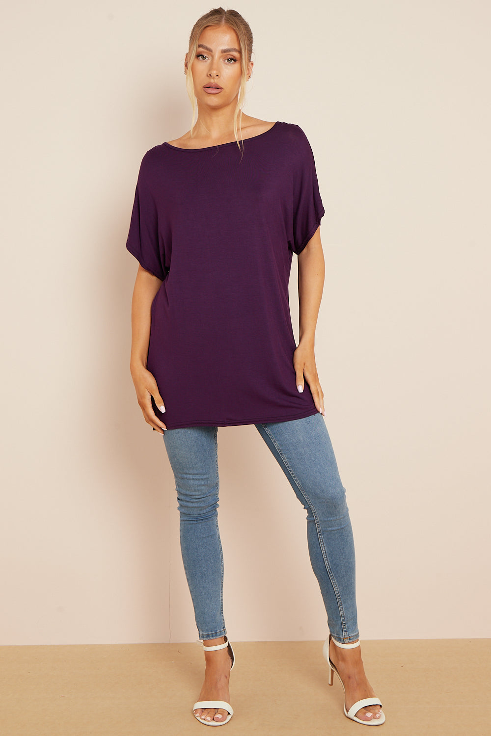 Purple Oversized Round Neck T-Shirt
