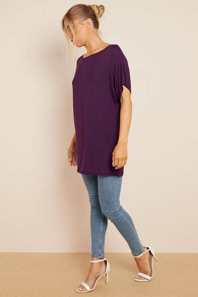 Purple Oversized Round Neck T-Shirt