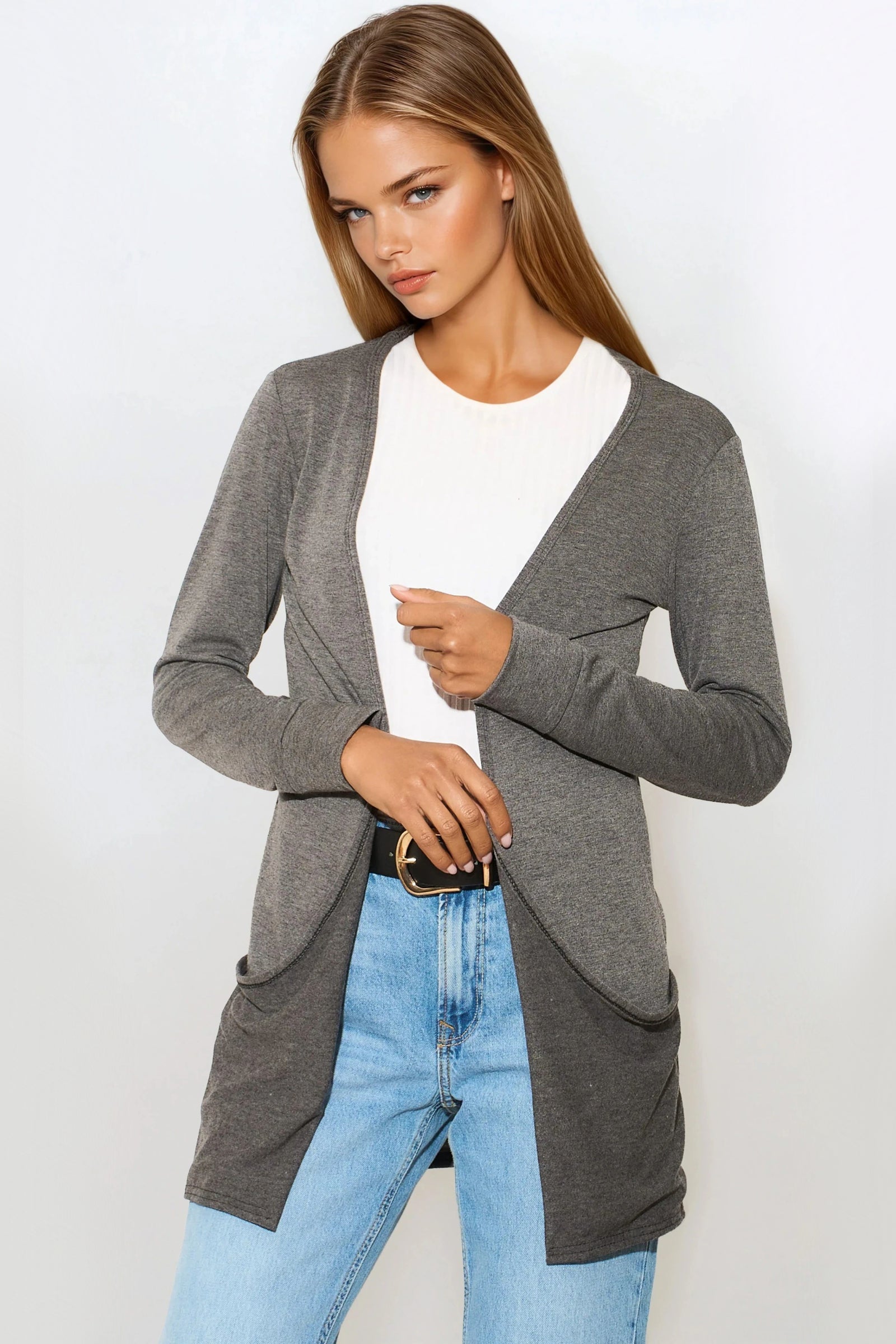 Charcoal Boyfriend Cardigan with Pockets