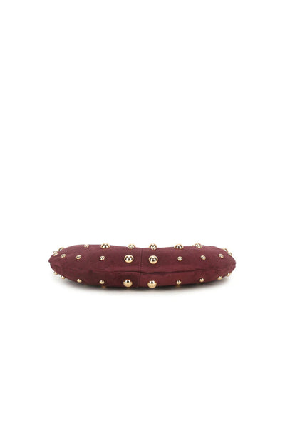 Cherry Red Oval Studded Shoulder Bag