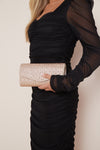 Rose Gold Diamante Evening Clutch Bag