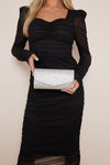 Silver Diamante Evening Clutch Bag