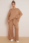 Camel Ribbed Knit Loungewear Set