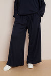 Navy Ribbed Knit Loungewear Set
