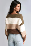 Khaki Wool Blend Colour Block Knitted Jumper