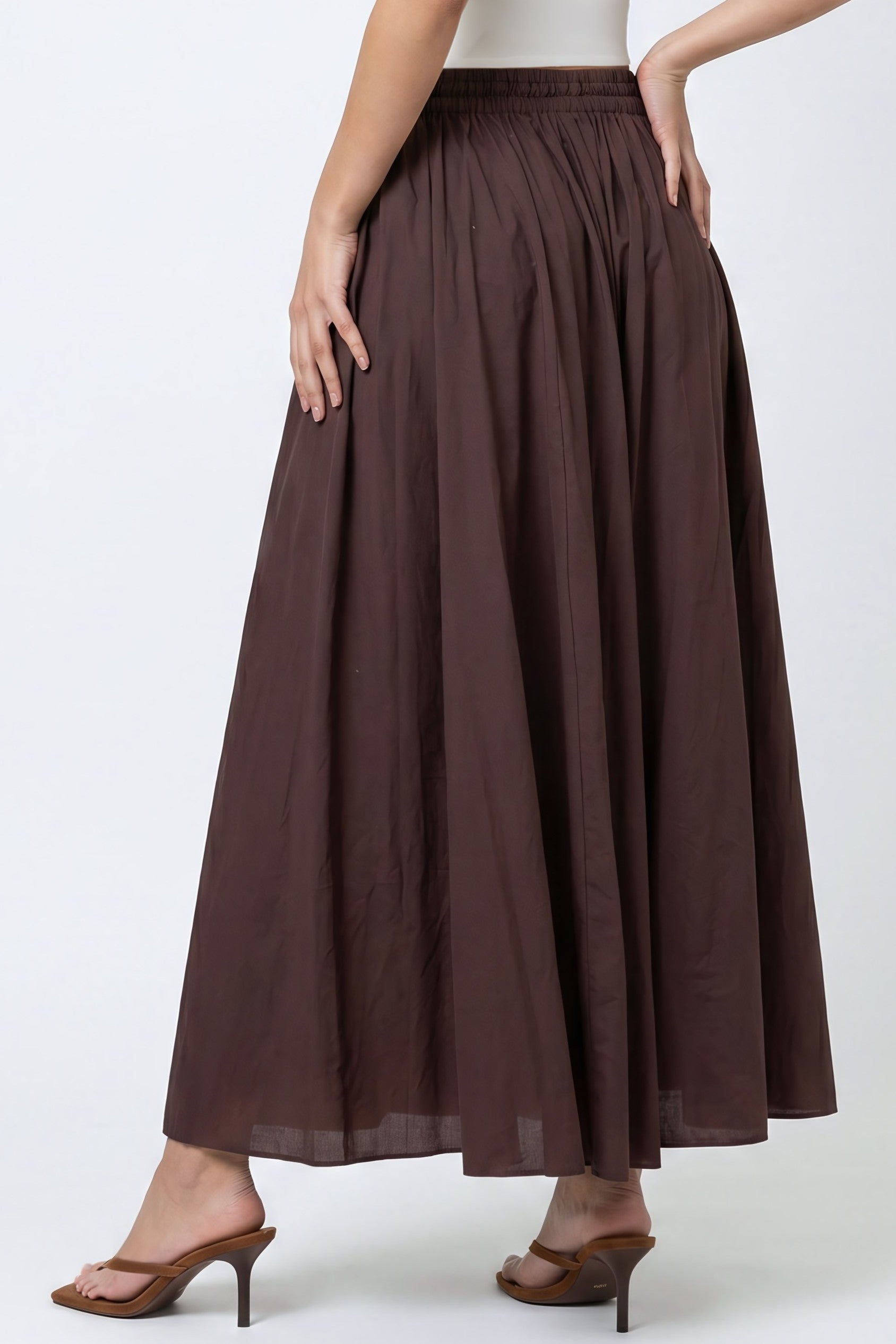 Brown Cotton Maxi Skirt