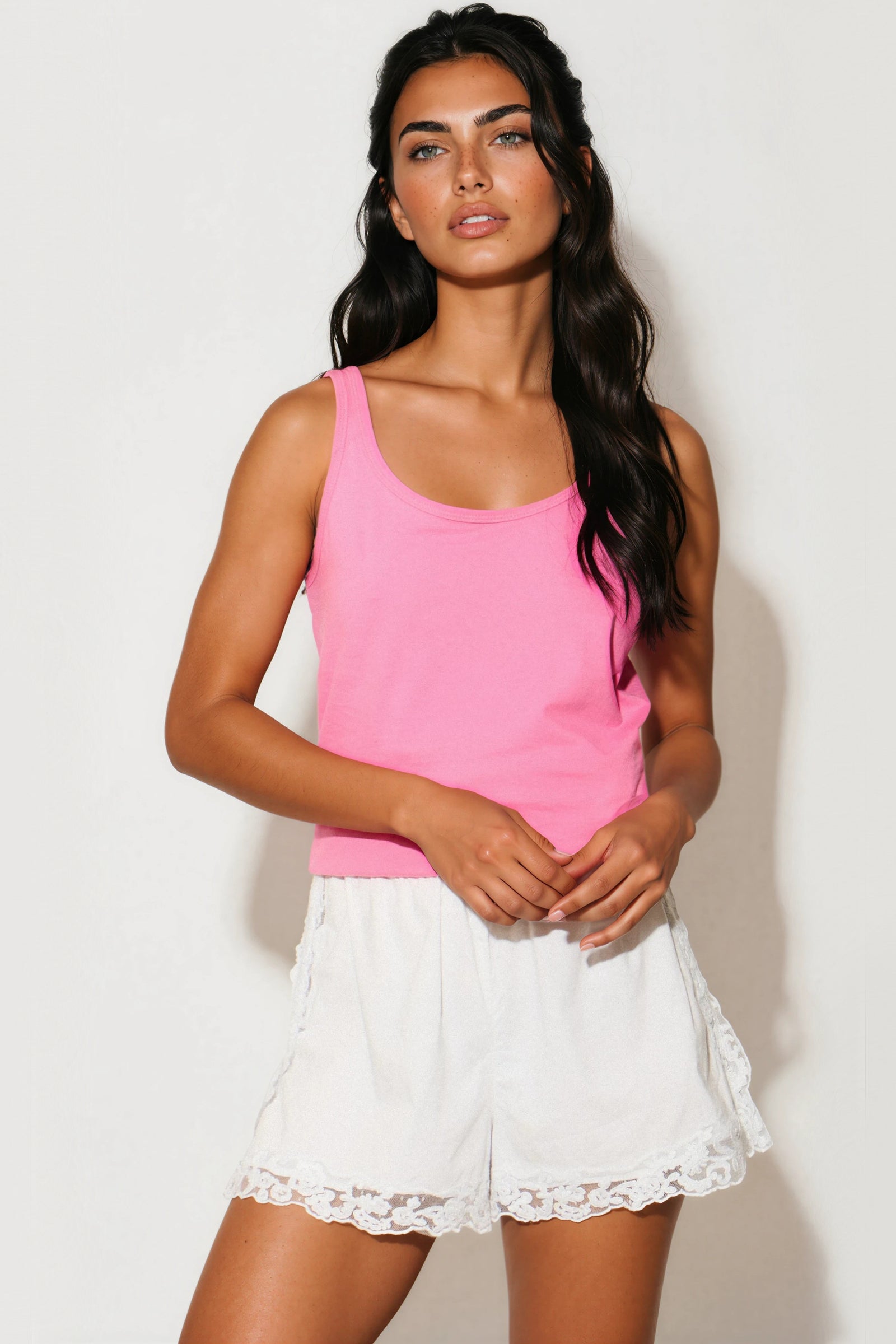 Pink Cotton Vest Top
