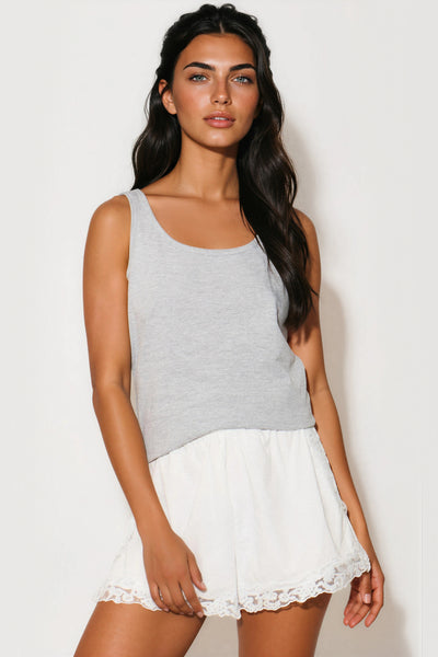 Silver Grey Cotton Vest Top
