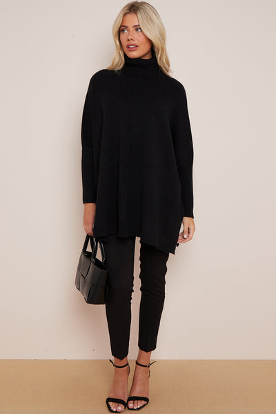 Black Cowl Neck Poncho Jumper