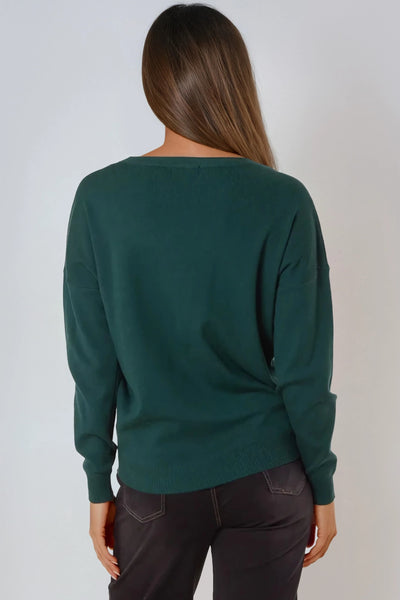 Green Crew Neck Fine Knit Jumper