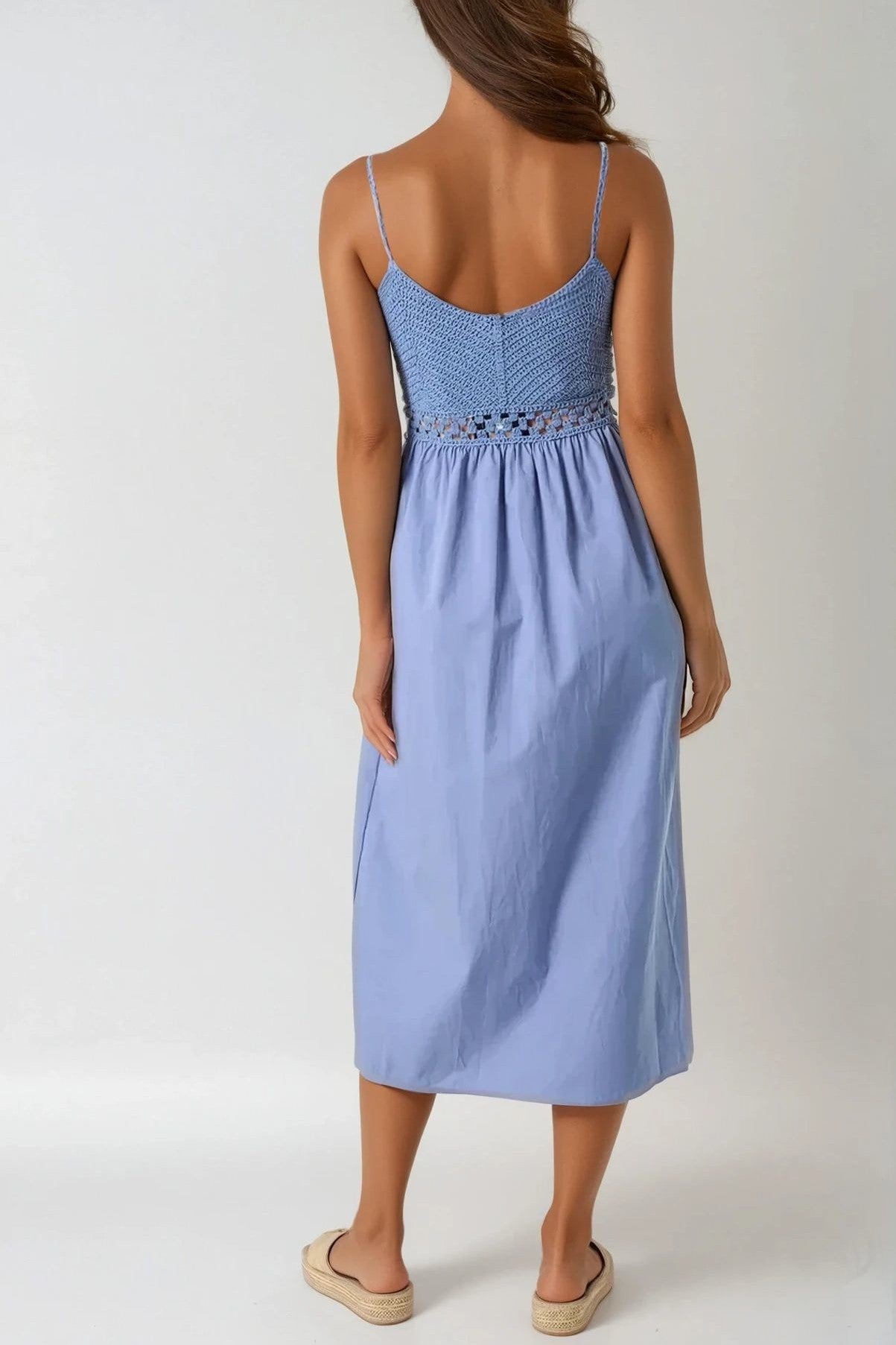 Blue Crochet Cami Midi Dress - Aftershock London Blue Crochet Cami Midi Dress - Aftershock London