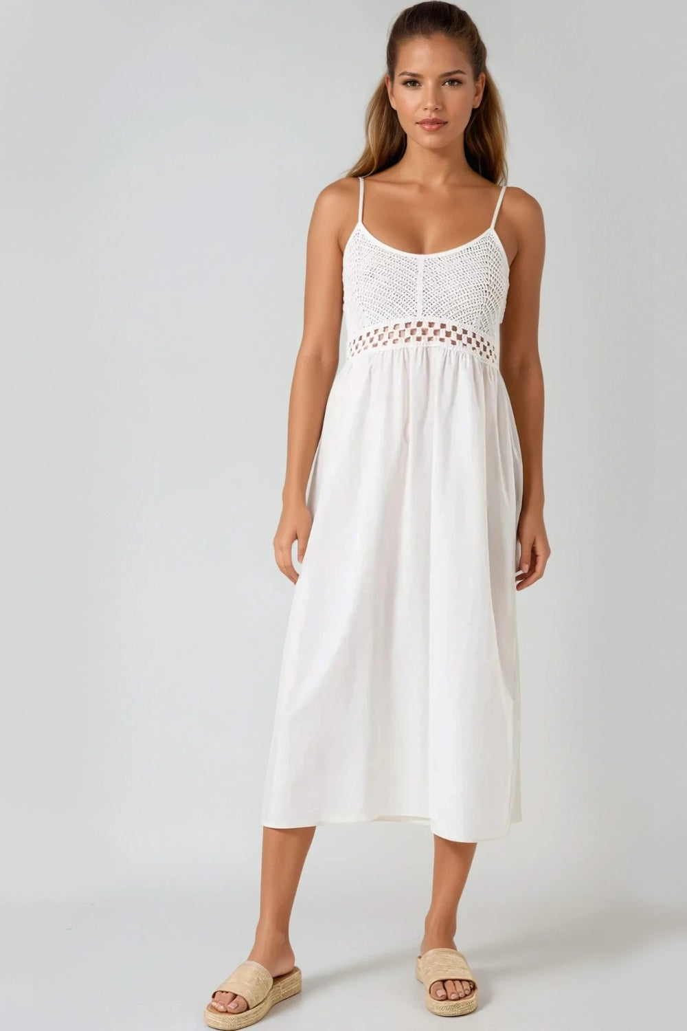 White Crochet Cami Midi Dress - Aftershock London White Crochet Cami Midi Dress - Aftershock London