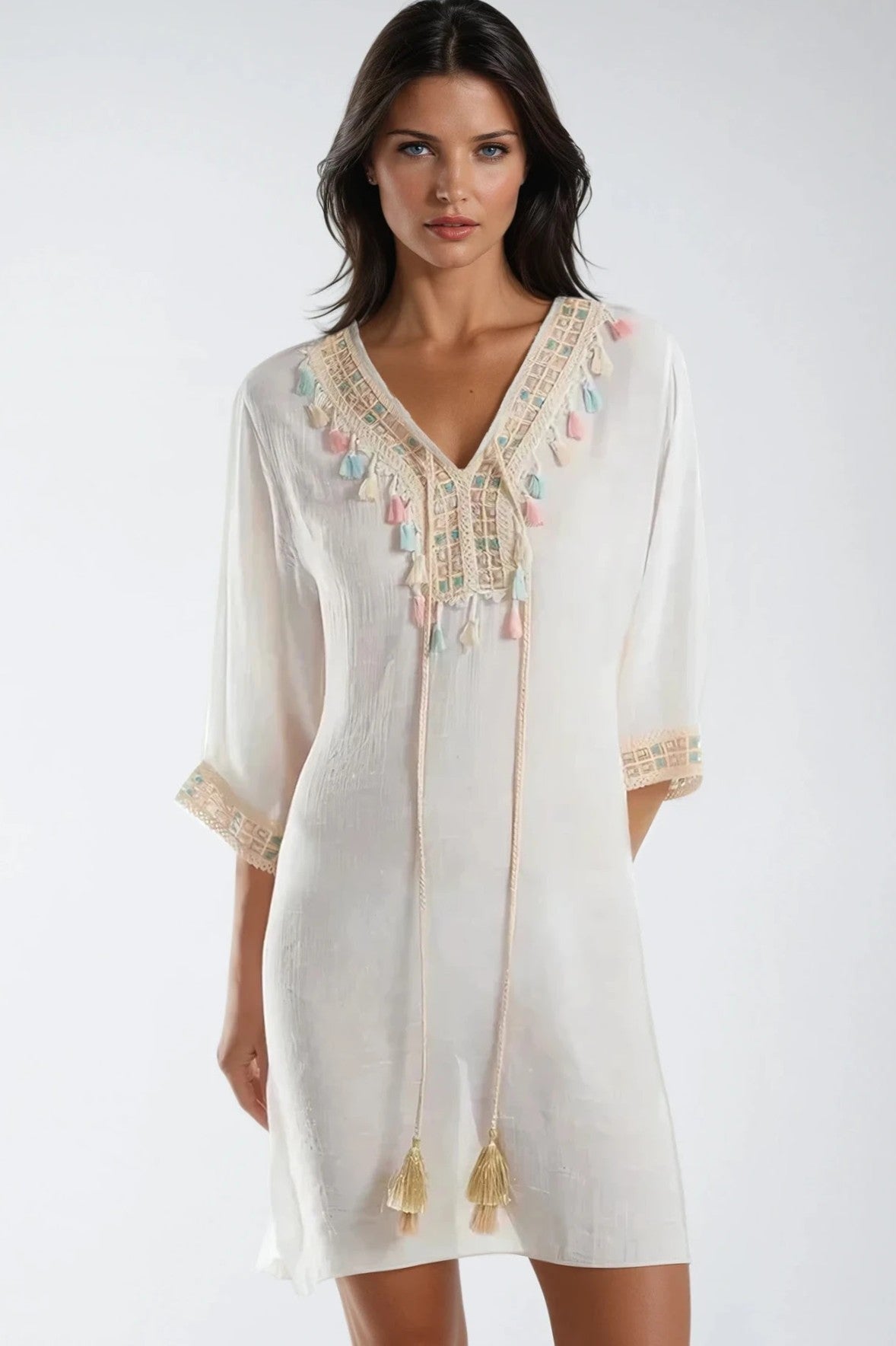 Beige Beach Tunic Dress