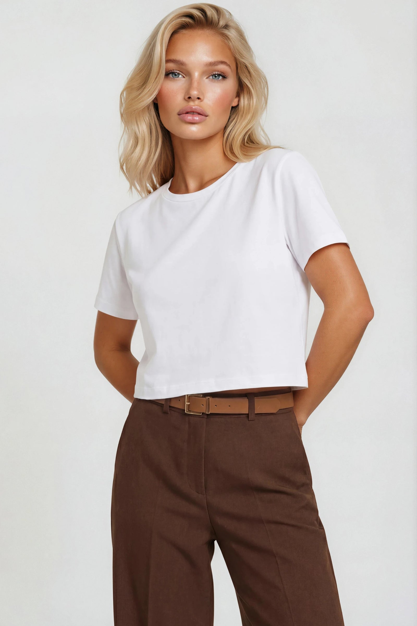 White Cropped Cotton T-Shirt