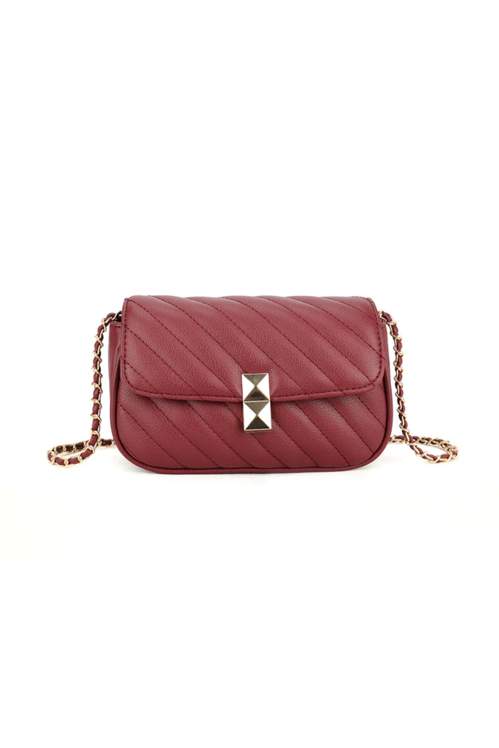 Burgundy Quilted Crossbody Bag