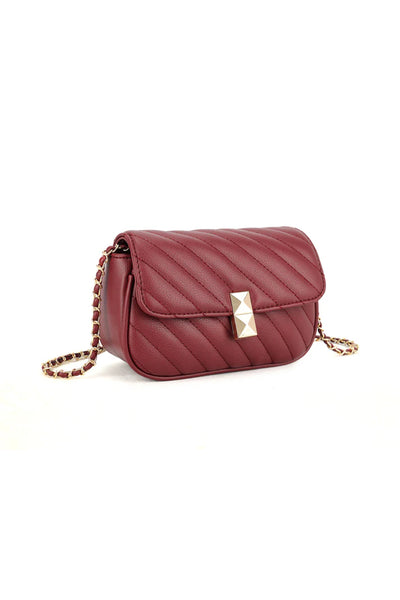 Burgundy Quilted Crossbody Bag