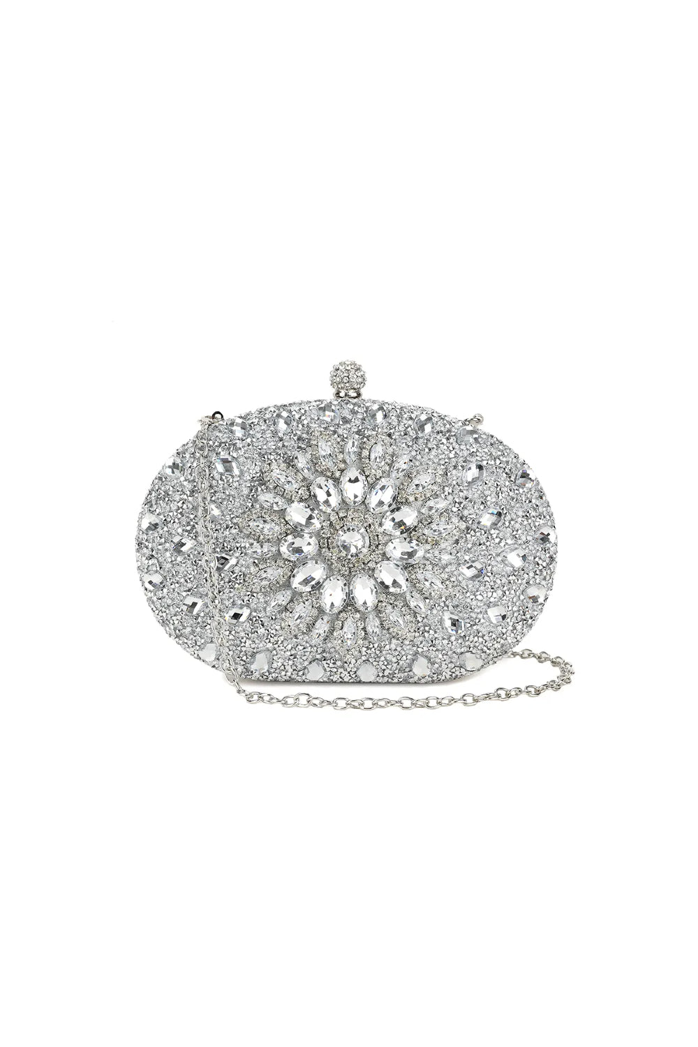 Silver Embellished Clutch Bag