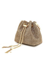 Gold Crystal Mesh Top Handle Evening Bag