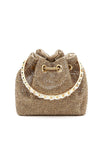 Gold Crystal Mesh Top Handle Evening Bag