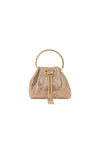 Rose Gold Crystal Mesh Top Handle Evening Bag