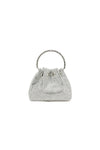 Silver Crystal Mesh Top Handle Evening Bag