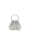 Silver Crystal Mesh Top Handle Evening Bag
