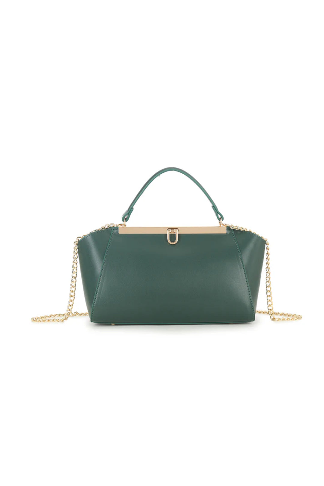 Dark Green Handbag With Detachable Chain