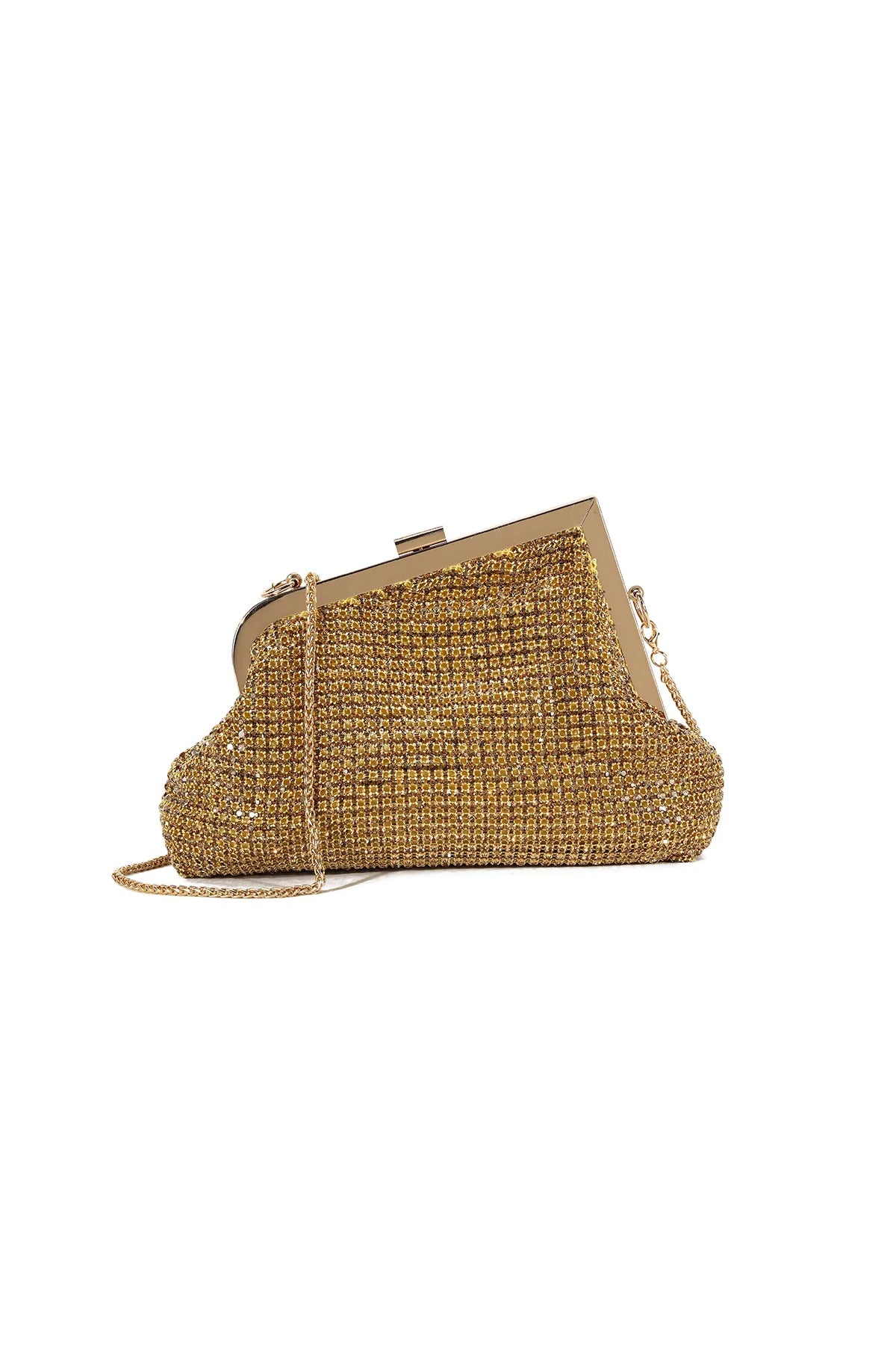 Gold Diamante Asymmetric Evening Bag