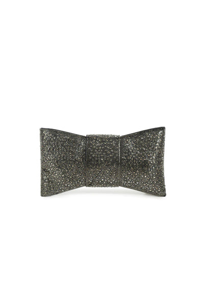 Black Diamante Bow Clutch Bag