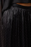 Black Diamante Embellished Pleated Midi Skirt