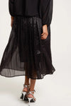 Black Diamante Embellished Pleated Midi Skirt
