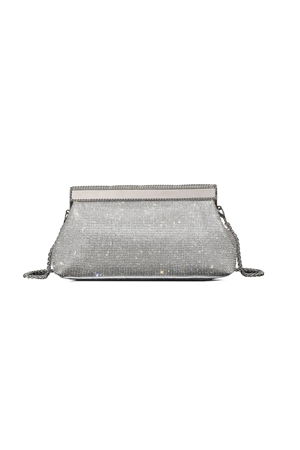 Silver Diamante Clutch Bag